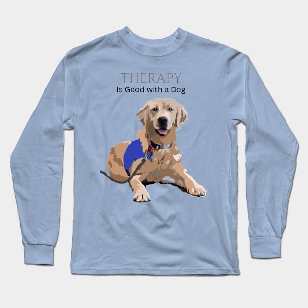 Therapy Dog Blue Long Sleeve T-Shirt by B C Designs